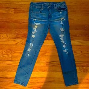 American Eagle Super Super Stretch Size 12 distressed jeans